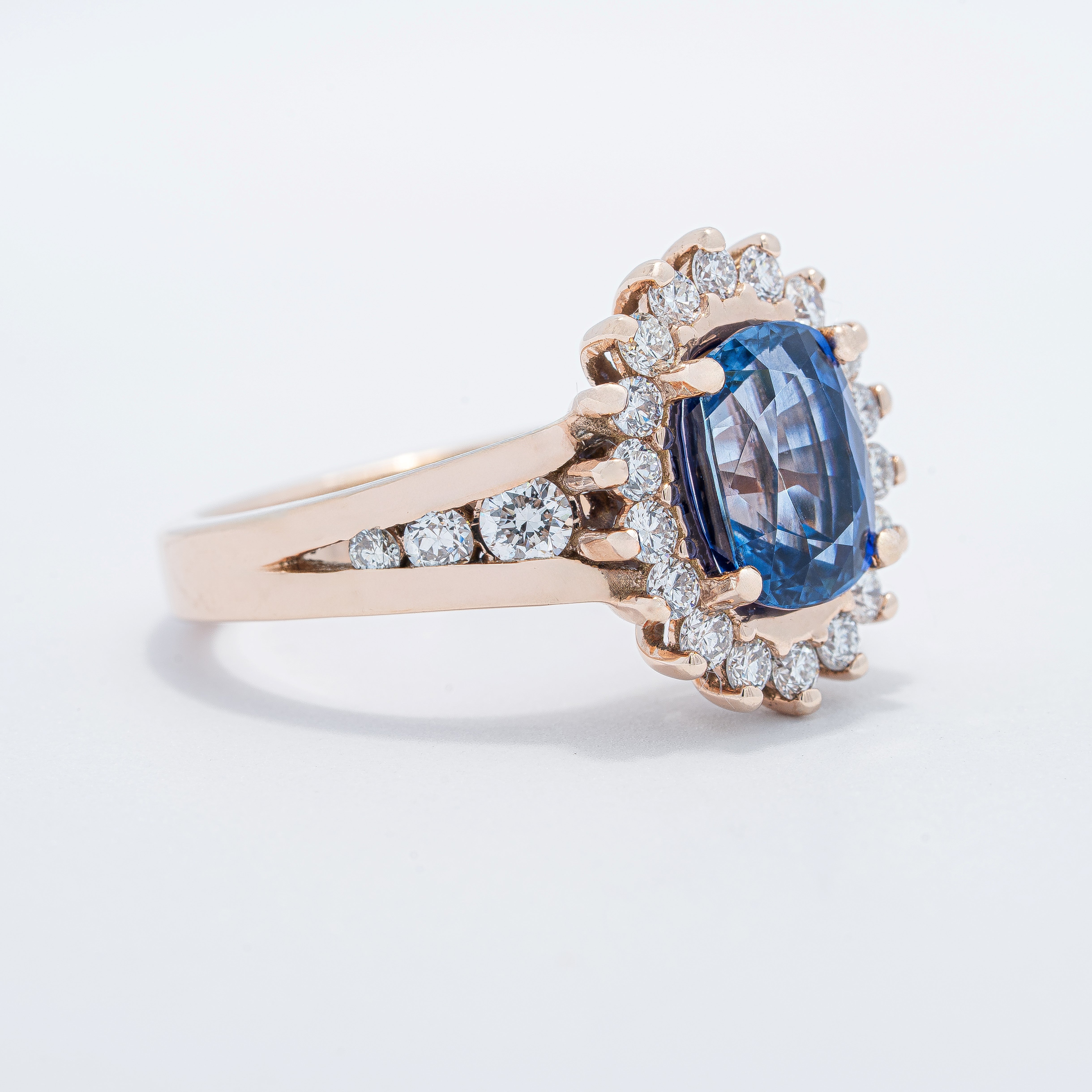 Contemporary Halo Colored Stone Ring