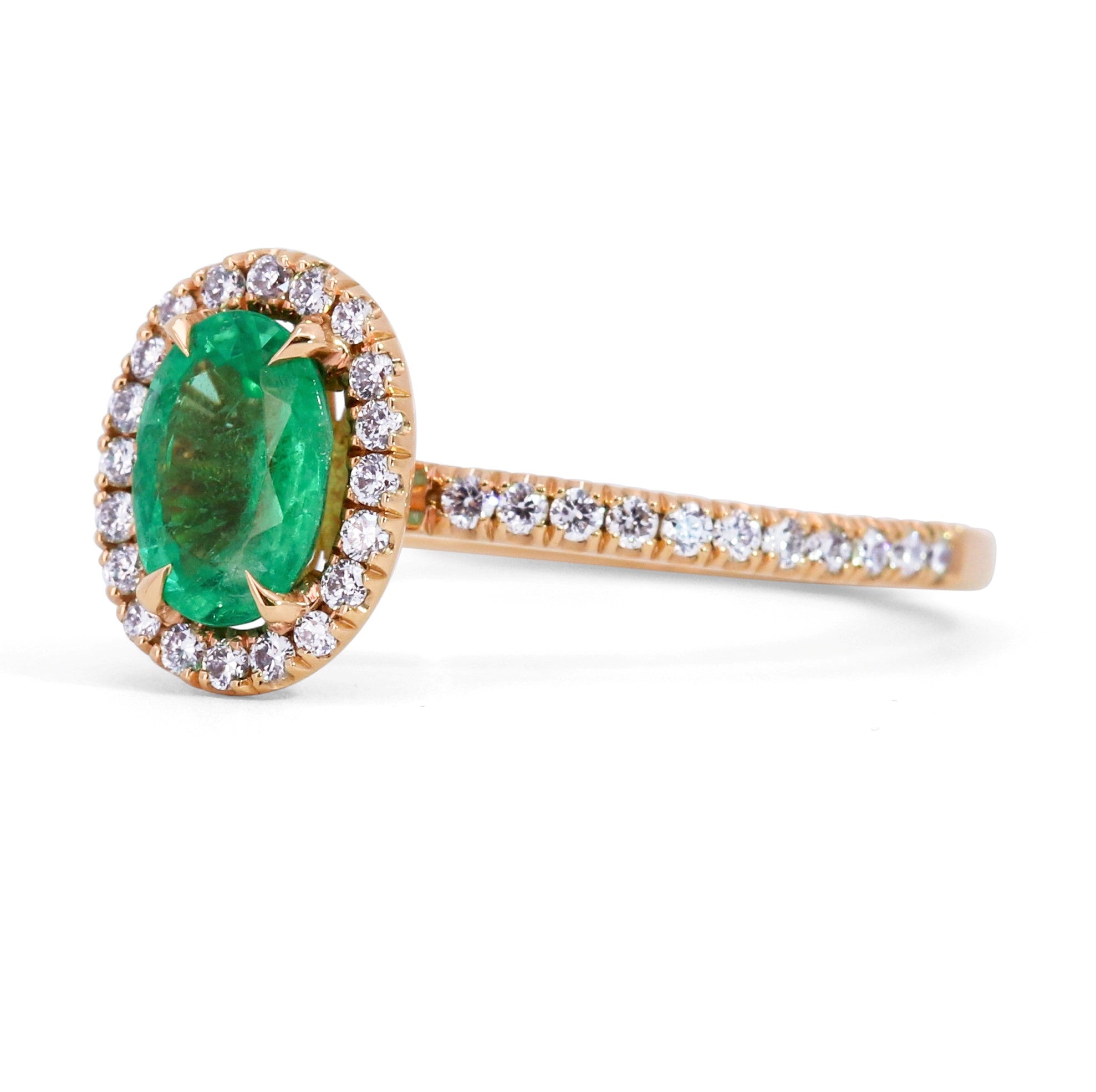 Oval Halo Emerald & Diamond Ring