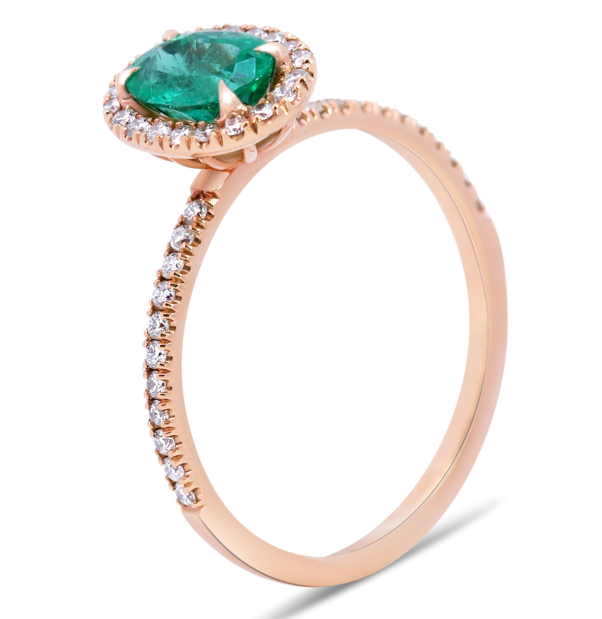 Oval Halo Emerald & Diamond Ring