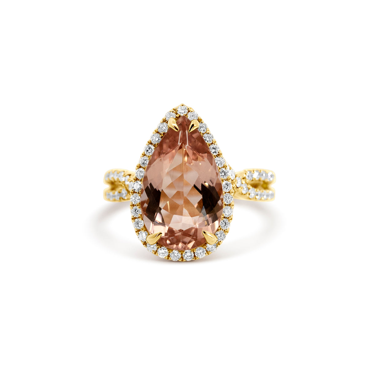 18K Rose Gold Morganite Halo Ring | 4.56ct