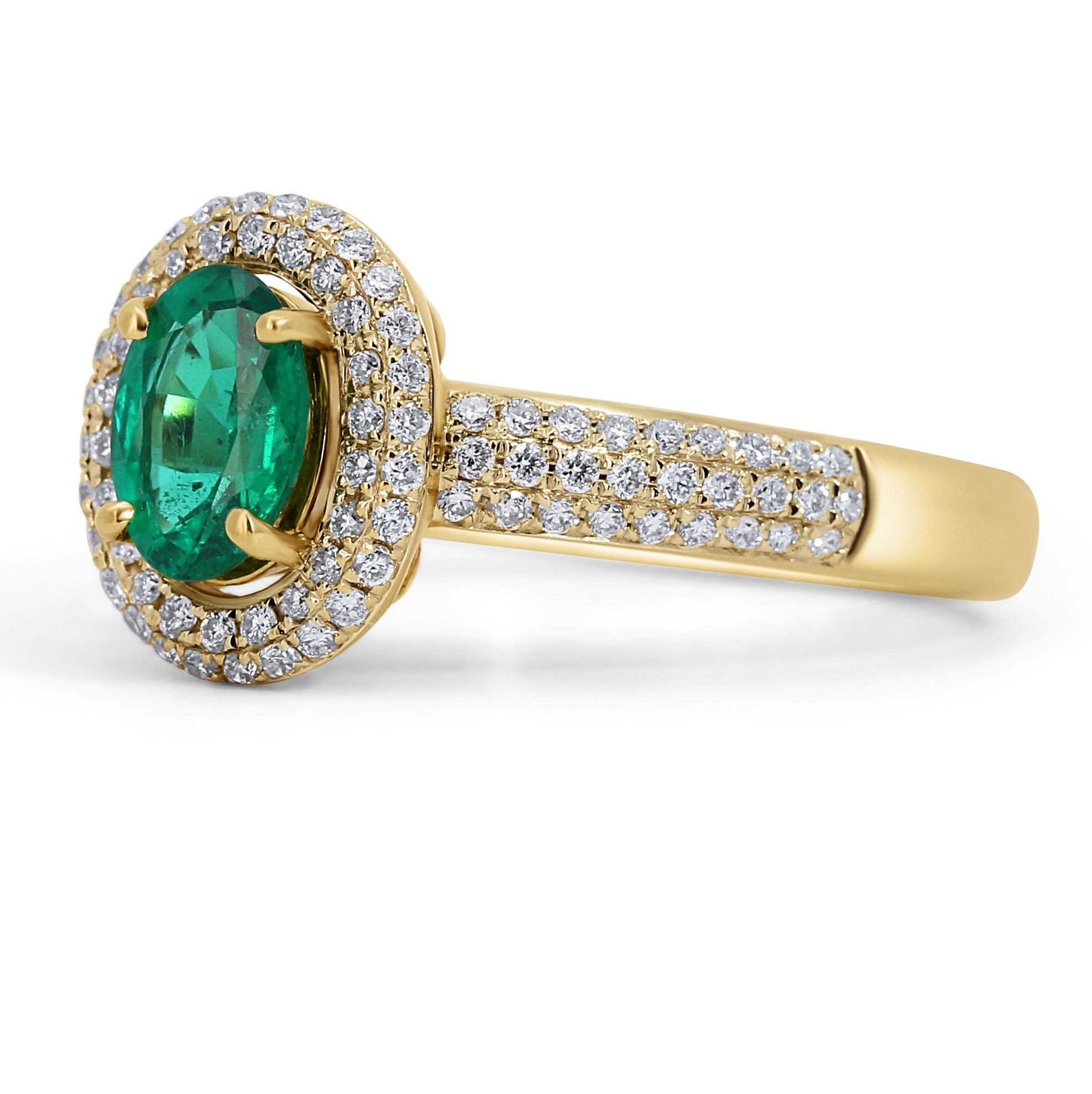 Oval Halo Emerald & Diamond Ring