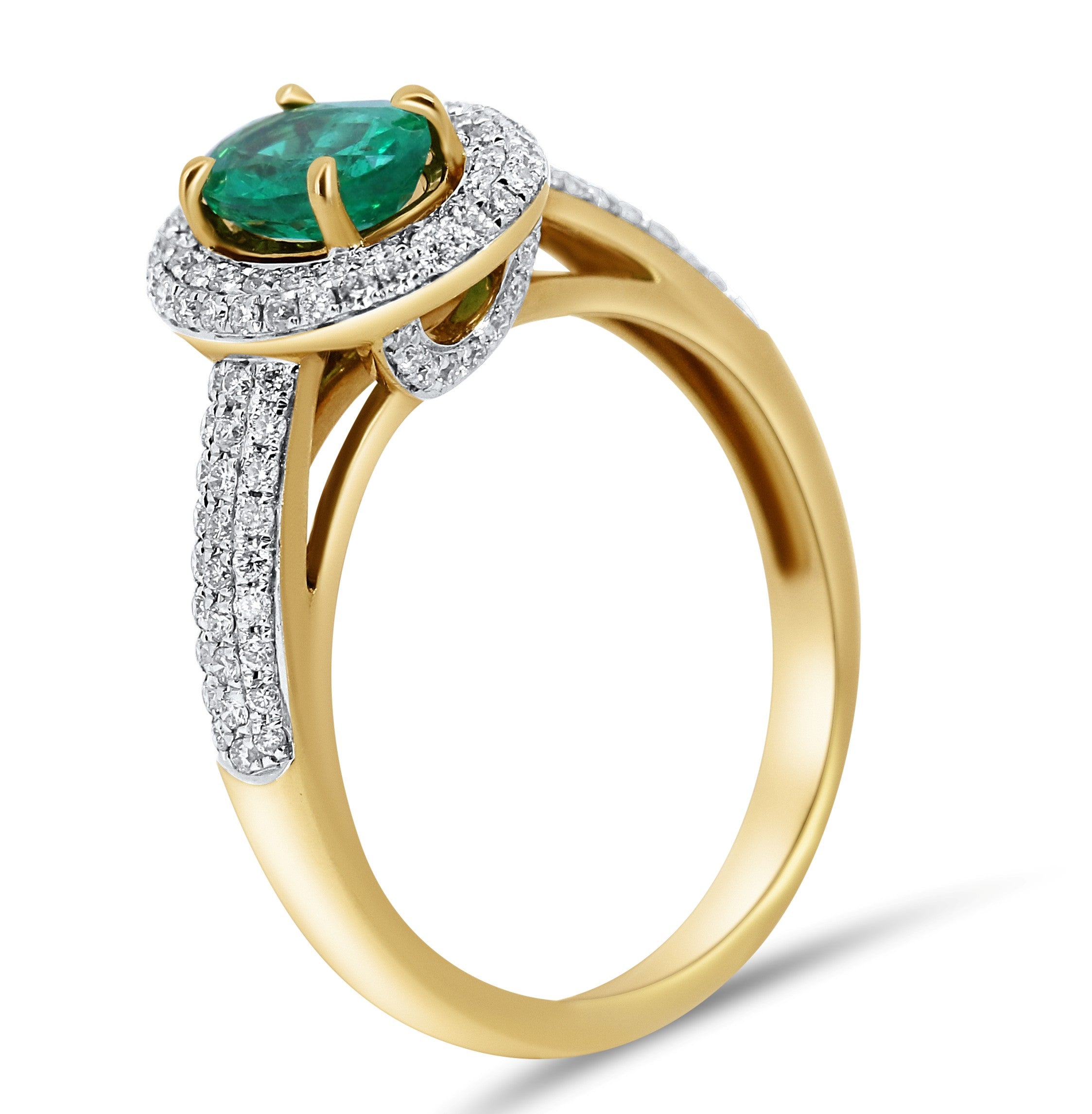 Oval Halo Emerald & Diamond Ring