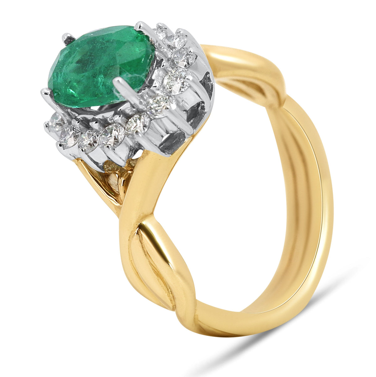 Oval Emerald & Diamond Halo Ring