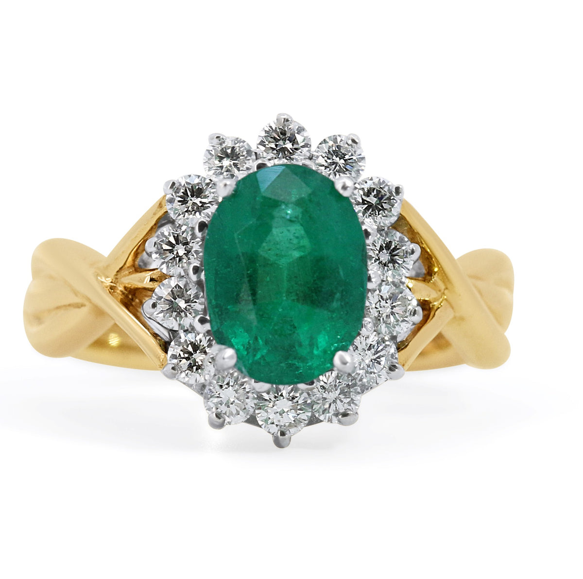 Oval Emerald & Diamond Halo Ring