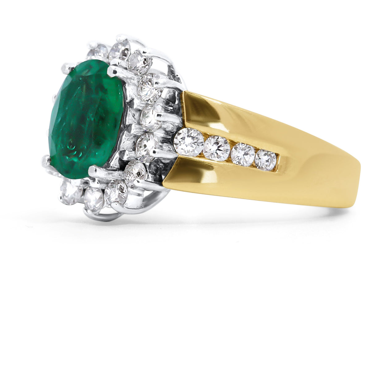 Oval Emerald & Diamond Halo Ring