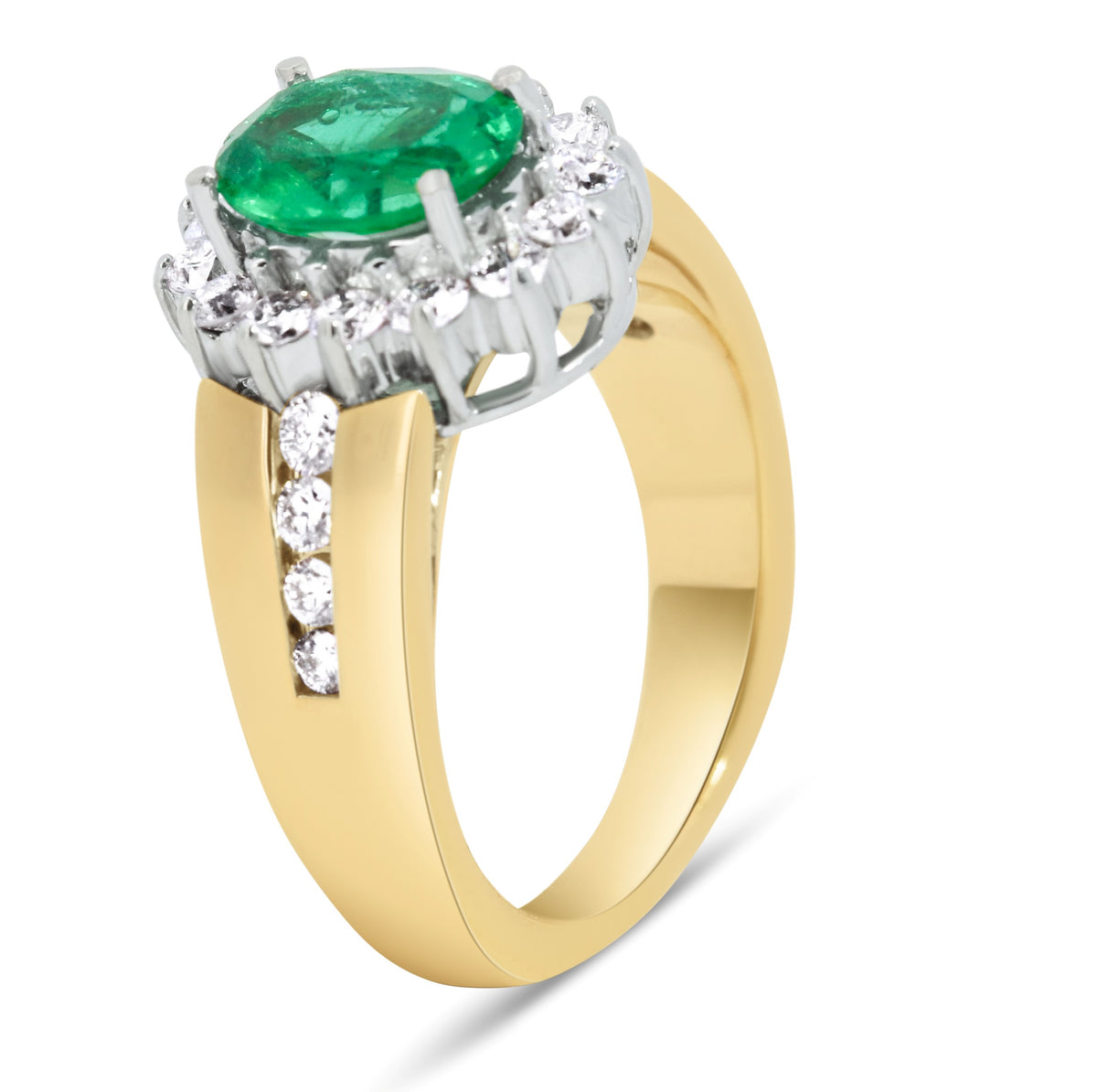 Oval Emerald & Diamond Halo Ring