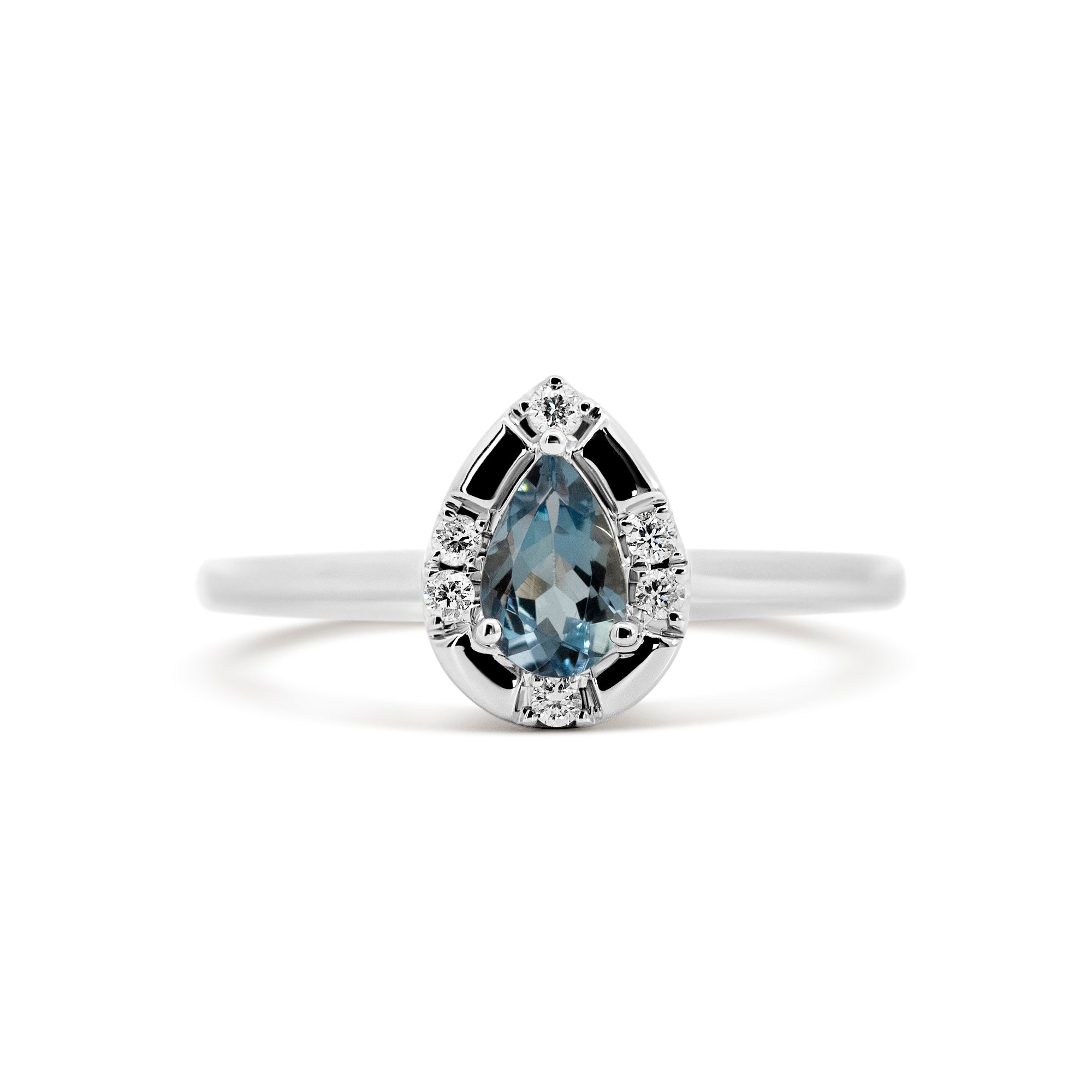 14K White Gold Aquamarine Diamond Ring | 0.33ct