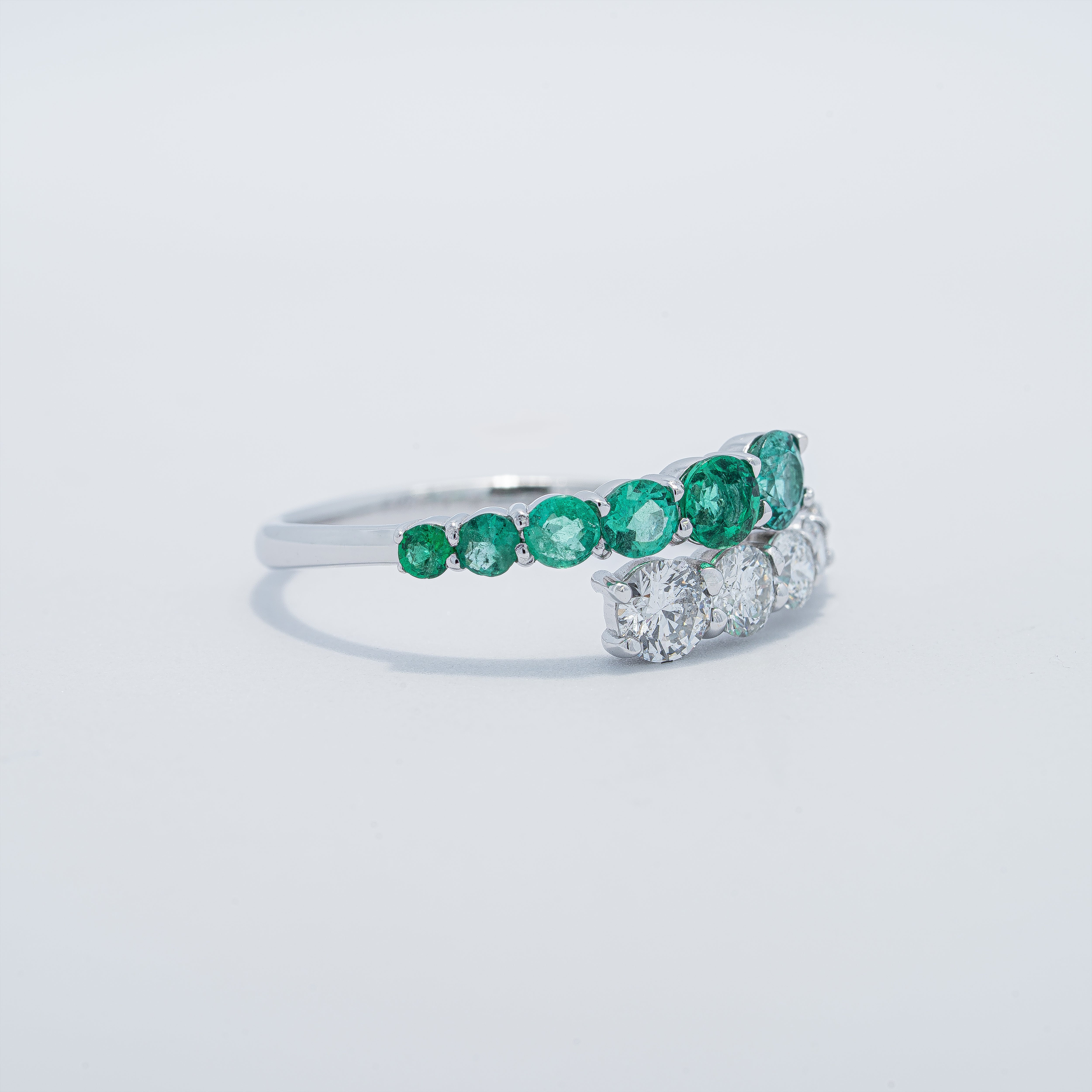 Contemporary Emerald and Diamond Ring