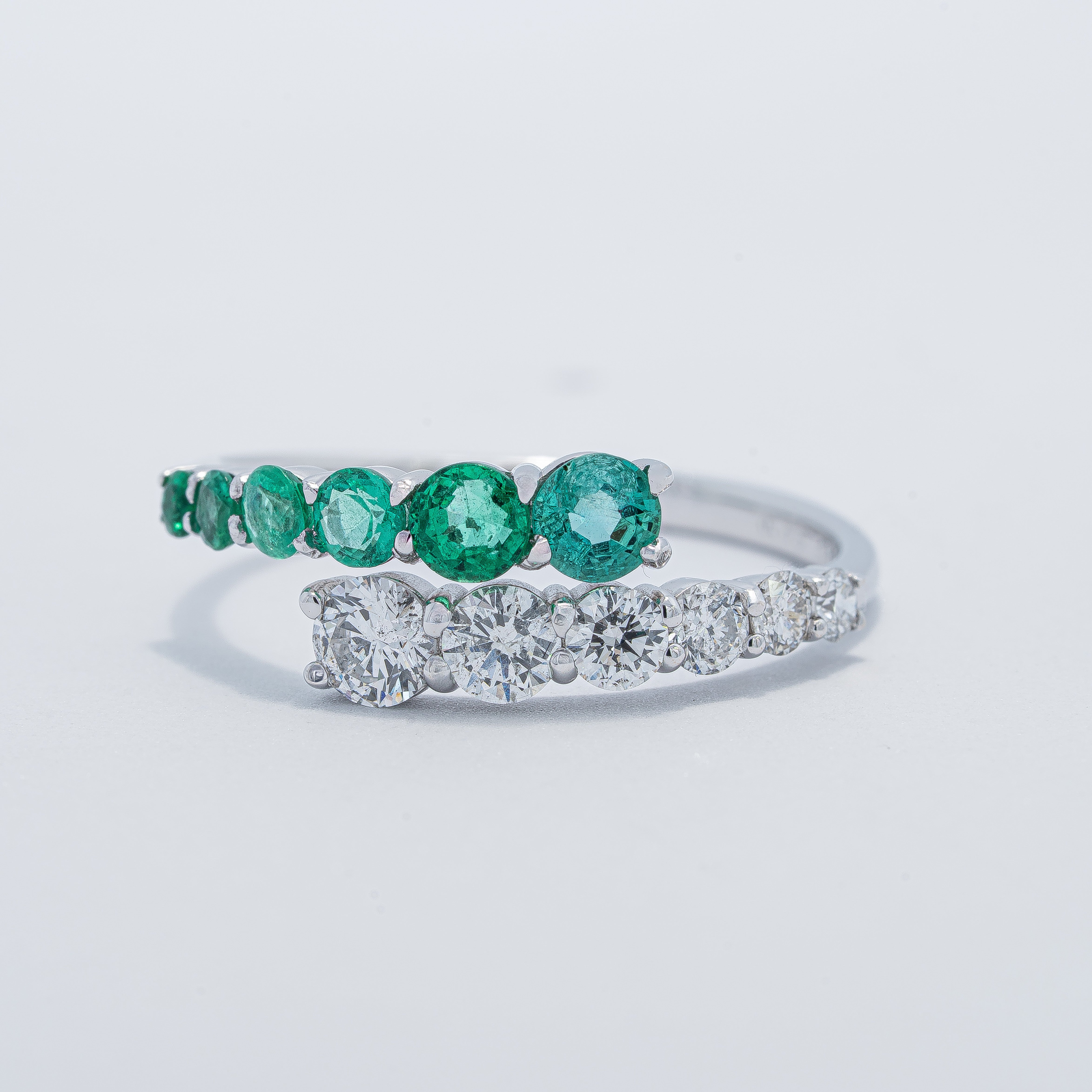 Contemporary Emerald and Diamond Ring