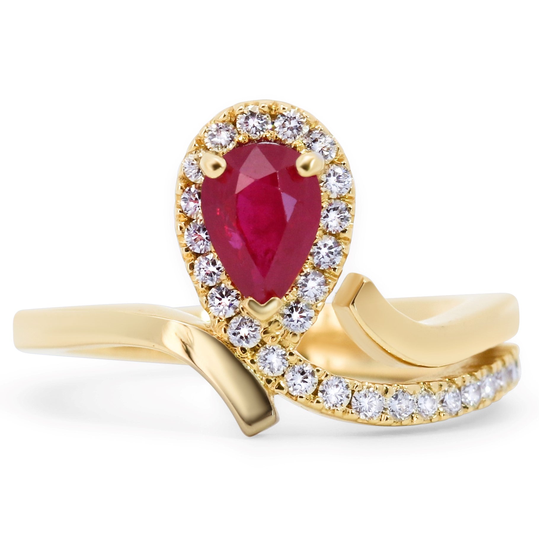 Pear Shape Ruby & Diamond Ring