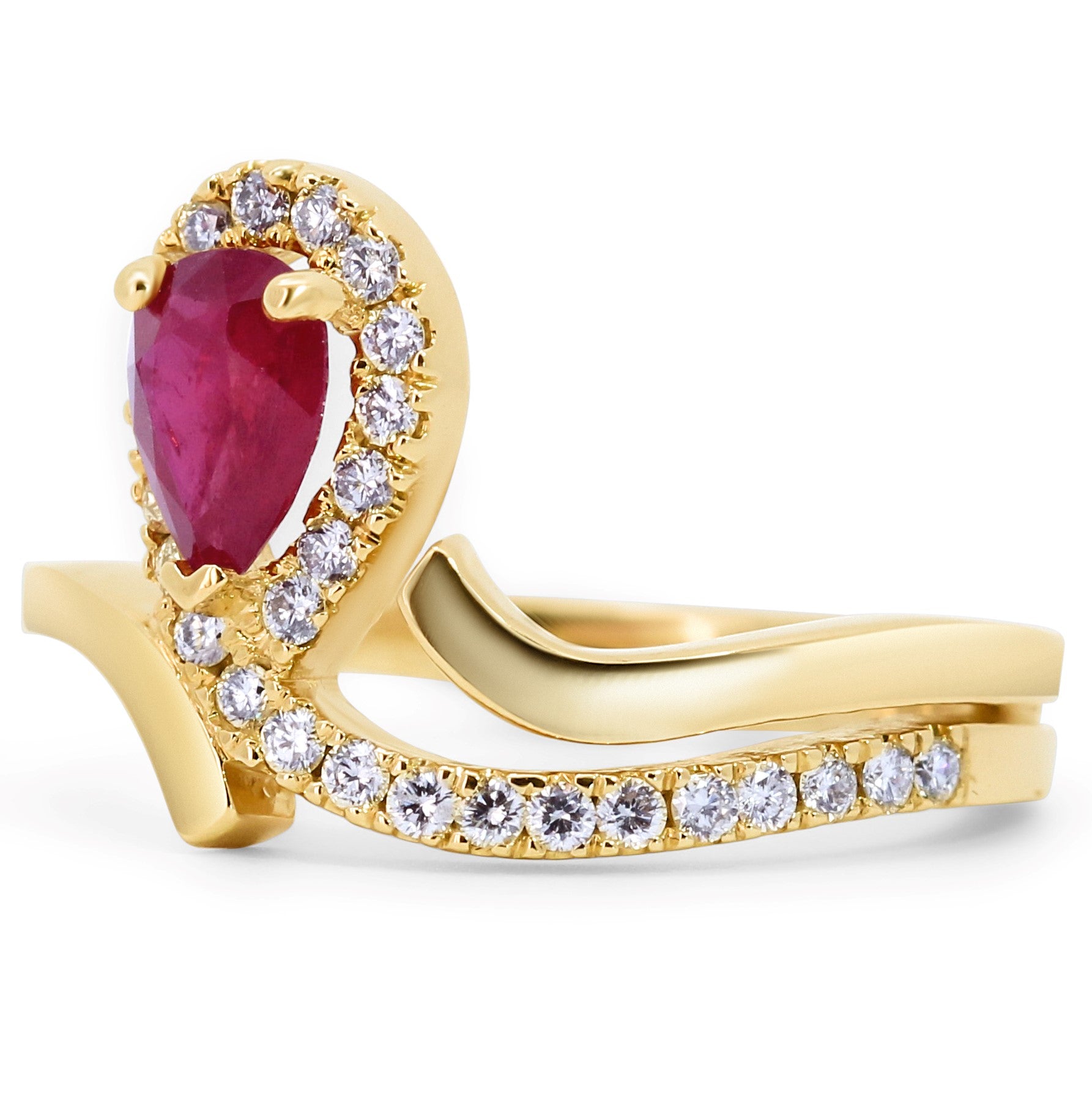 Pear Shape Ruby & Diamond Ring