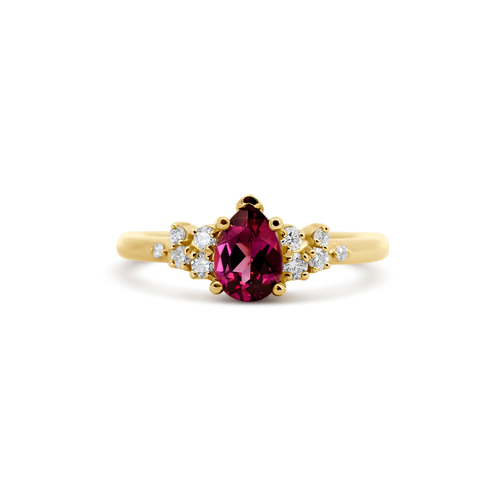 Joe Kassab Custom 14K Yellow Gold Pink Tourmaline Ring with 0.18ct Diamonds