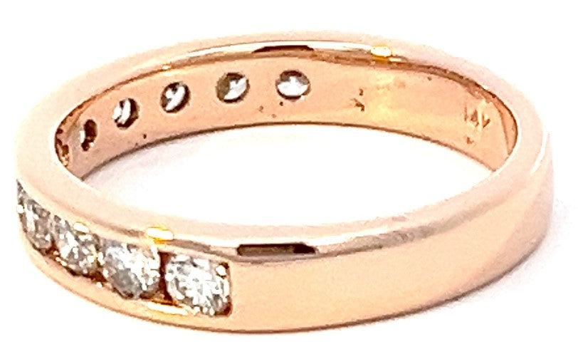 14K Rose Gold Channel-Set Diamond Wedding Band | 3/4 Carats