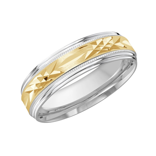 14 Karat Two-Tone Diamond Cut Wedding Band