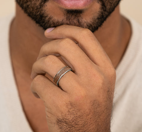 The Falcon 14 Karat Two-Tone Wedding Band