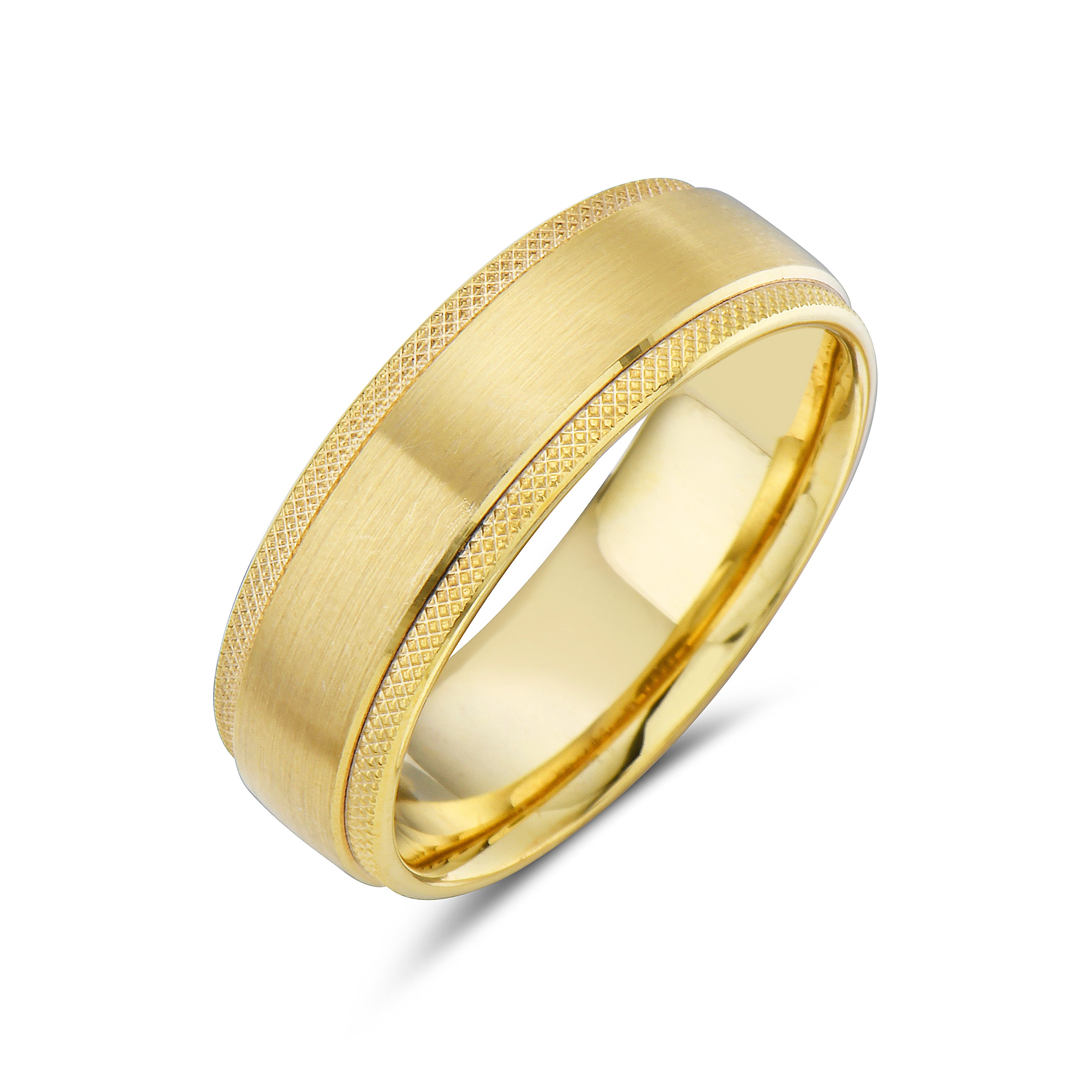 14 Karat Yellow Gold Textured Wedding Band