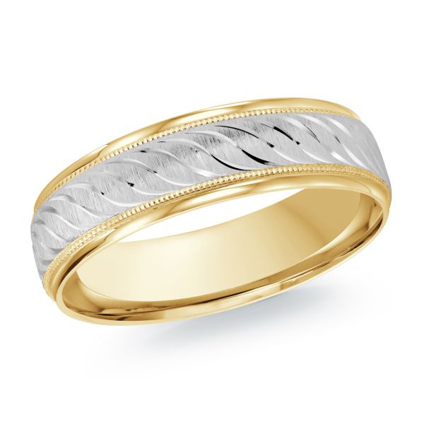 14 Karat Two-Tone Diamond Cut Wedding Band