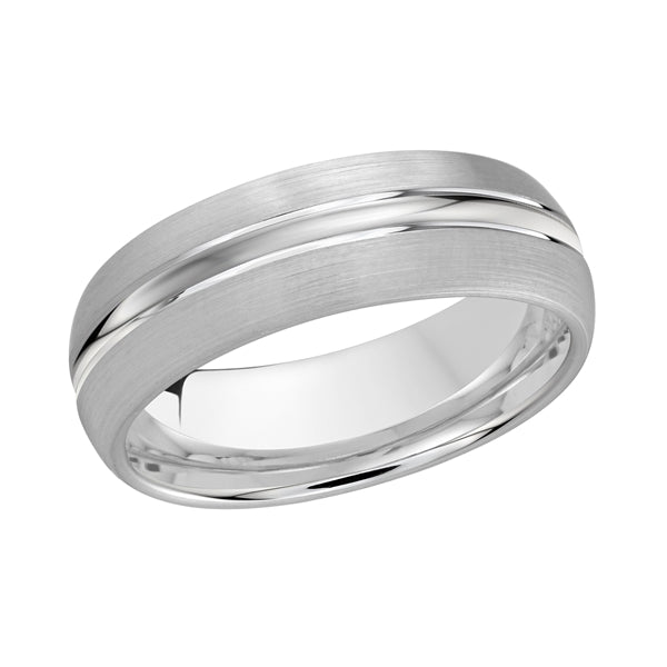 14 Karat White Gold Dual Finish Wedding Band