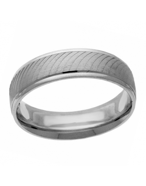 14 Karat White Gold Linear Wedding Band
