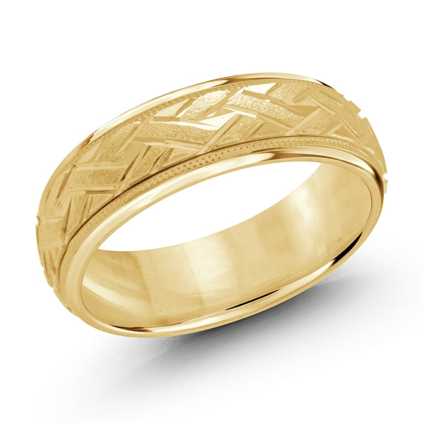14 Karat Yellow Gold Diamond Cut Wedding Band