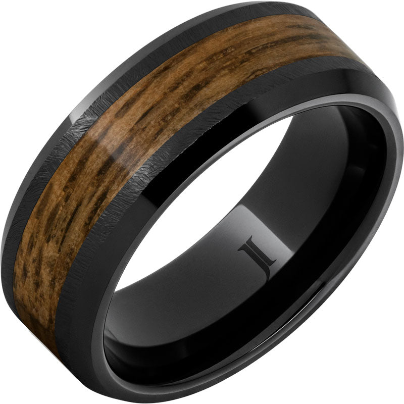 Black Diamond Ceramic With Bourbon Barrel Inlay Wedding Band