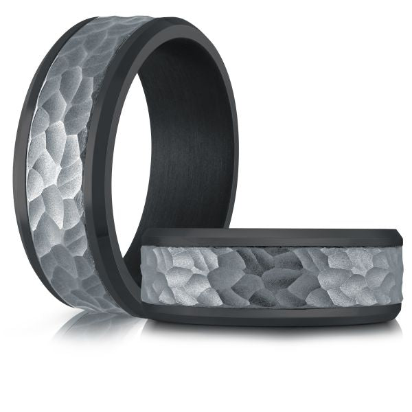 Tantalum Black & Titanium Center Wedding Band
