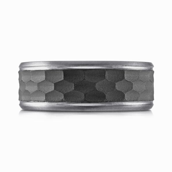 Tantalum Grey & Black Carbon Fibre Wedding Band