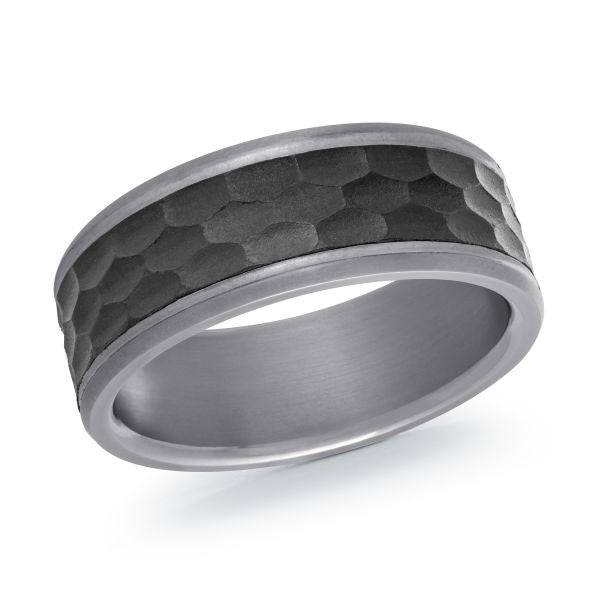 Tantalum Grey & Black Carbon Fibre Wedding Band