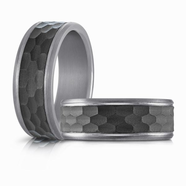 Tantalum Grey & Black Carbon Fibre Wedding Band