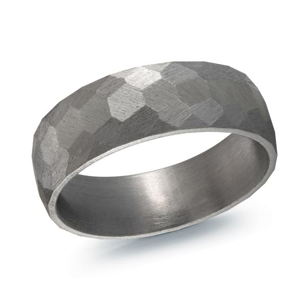 Tantalum Grey Hammered Wedding Band