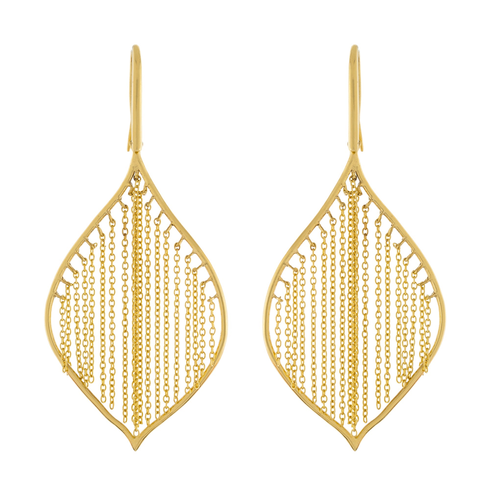 14 Karat Yellow Gold Over Sterling Silver Chain Drop Earrings