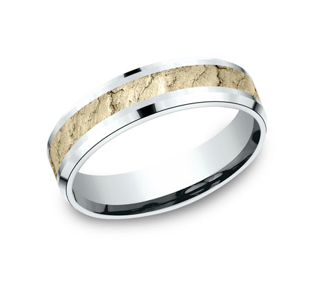 The Vesuvius 14 Karat Two-Tone Wedding Band