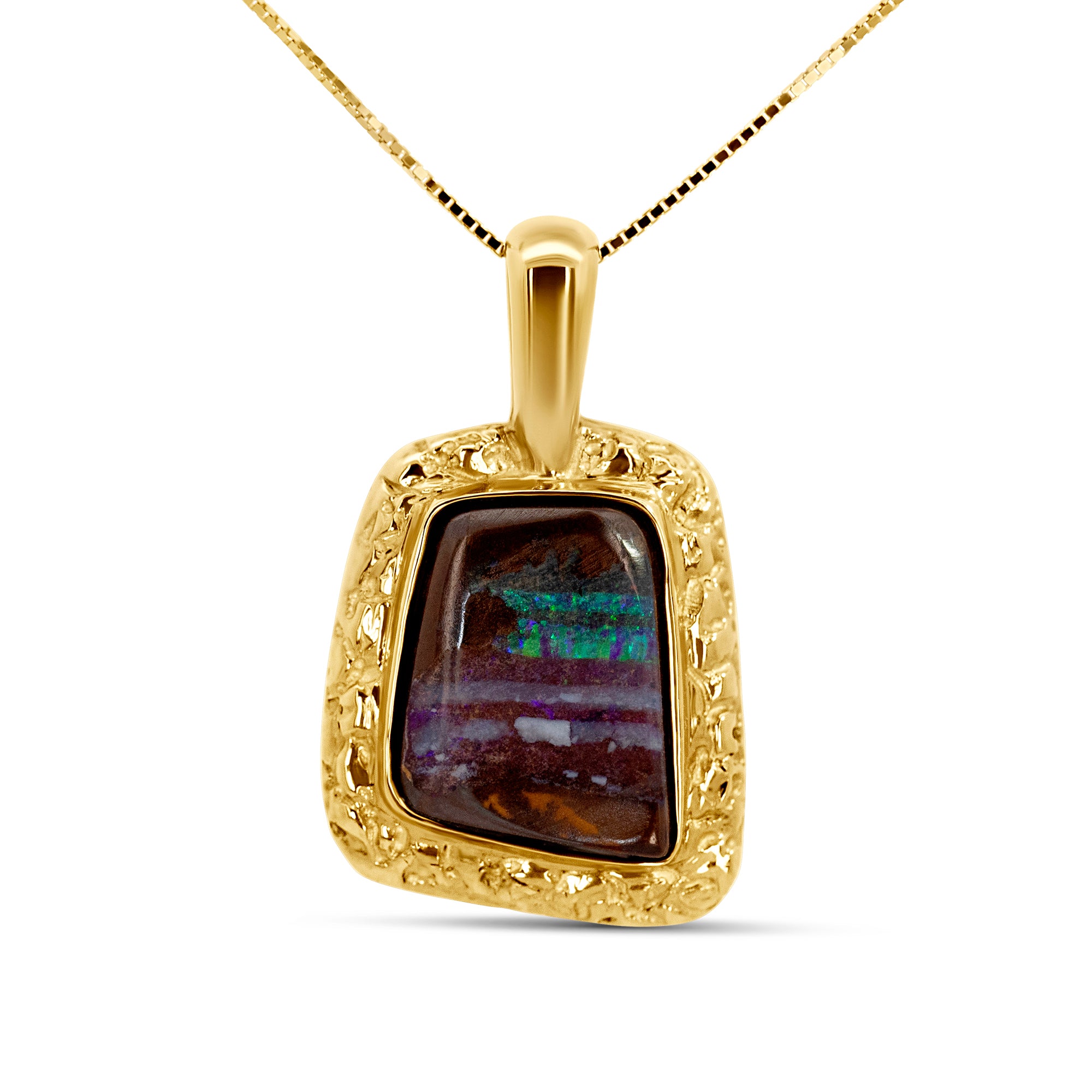 14K Yellow Gold Rough Opal Bezel Pendant | Joe Kassab Custom Design