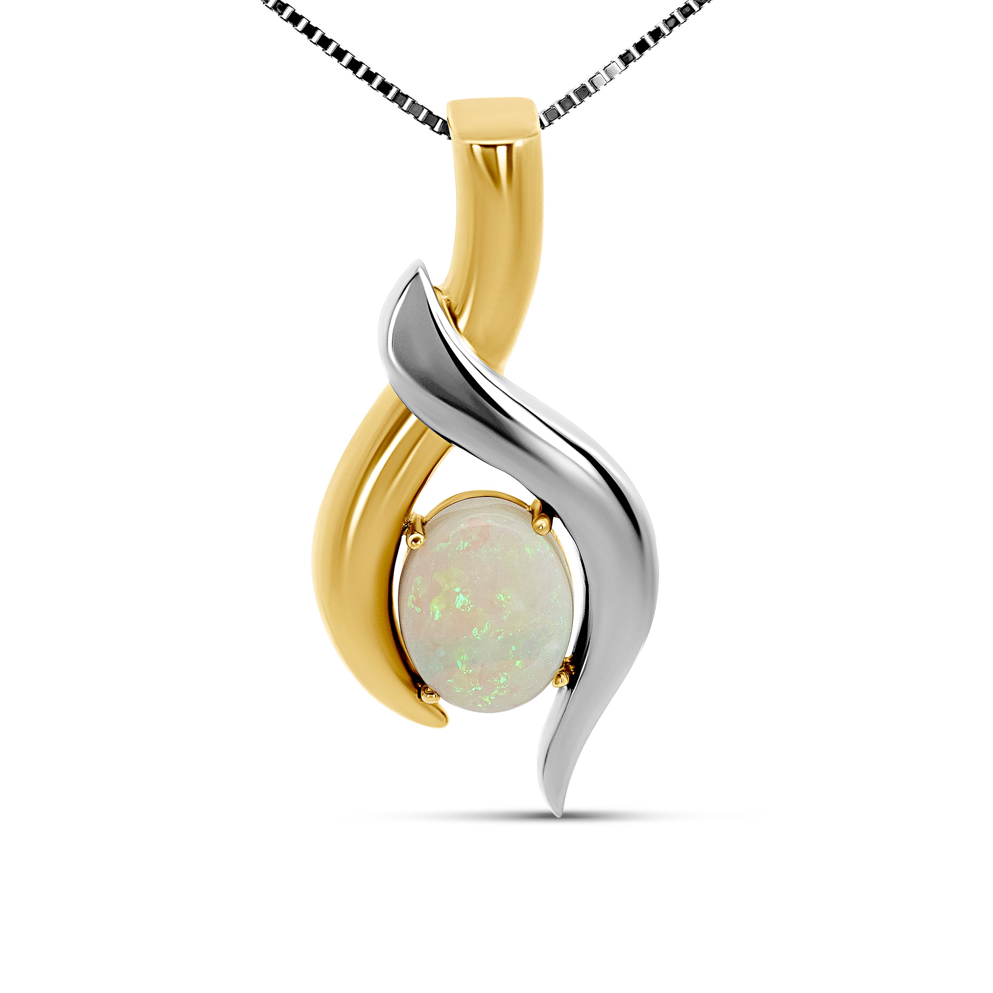 14K Yellow & White Gold 2.10 Carat Jelly Opal Pendant
