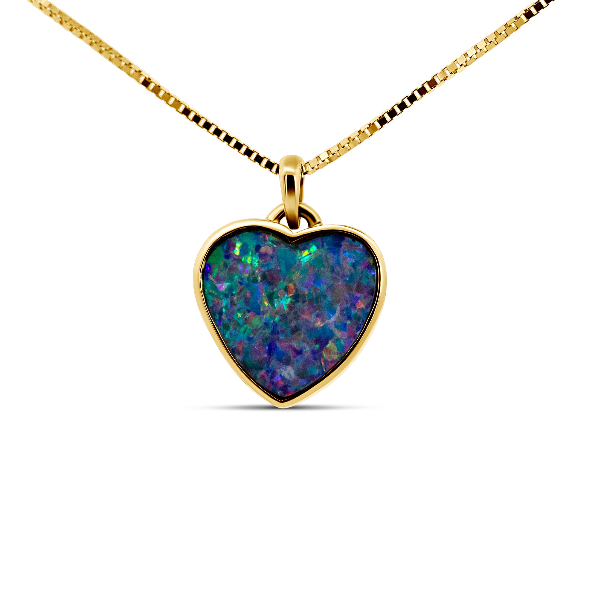 14K Yellow Gold 2.47ct Heart Opal Doublet Bezel Pendant | Joe Kassab Custom