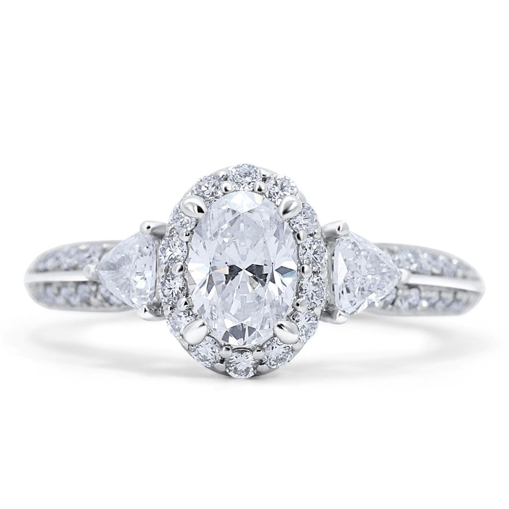 Vintage-Inspired Oval and Trillion Cut Engagement Ring