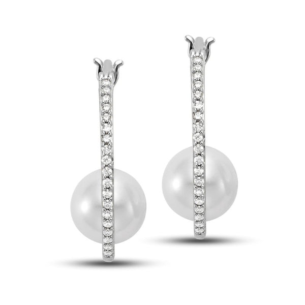 14K Freshwater Pearl Diamond Hoop Earrings: Gifts From The Sea Collection
