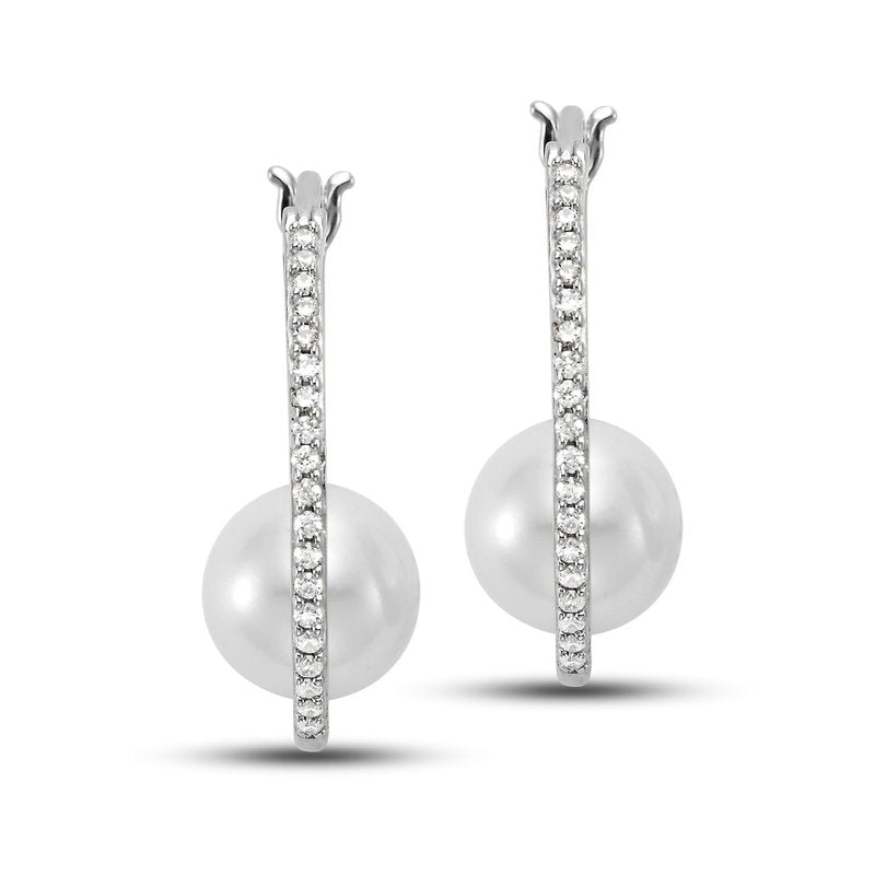 14K Freshwater Pearl Diamond Hoop Earrings: Gifts From The Sea Collection