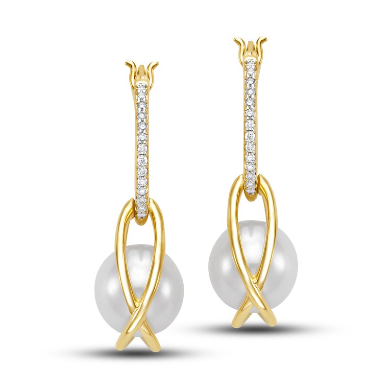 14K Freshwater Pearl Diamond Hoops: Gifts From The Sea Collection