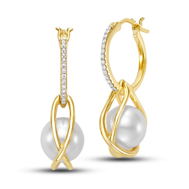 14K Freshwater Pearl Diamond Hoops: Gifts From The Sea Collection