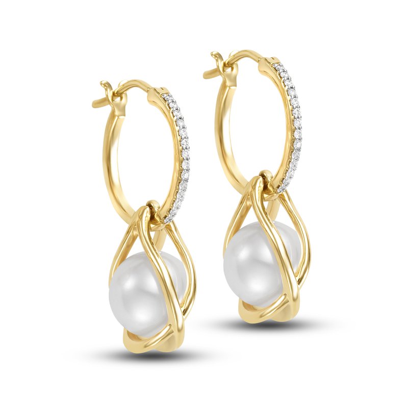 14K Freshwater Pearl Diamond Hoops: Gifts From The Sea Collection