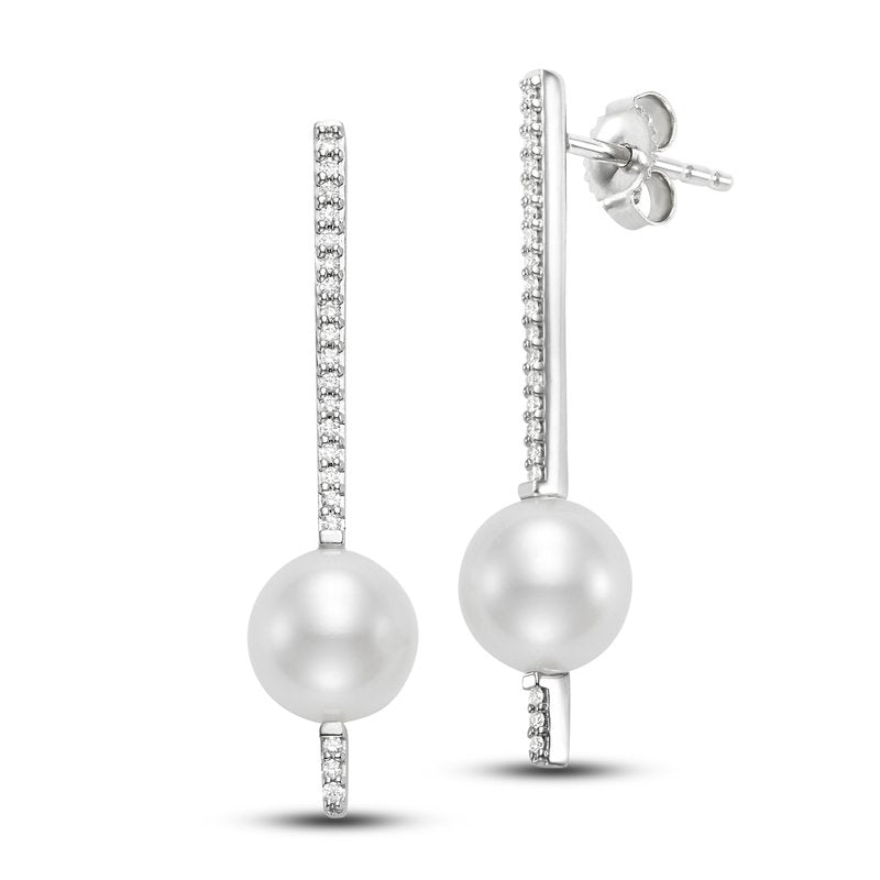 14K Freshwater Pearl Diamond Drop Earrings: Gifts From The Sea Collection