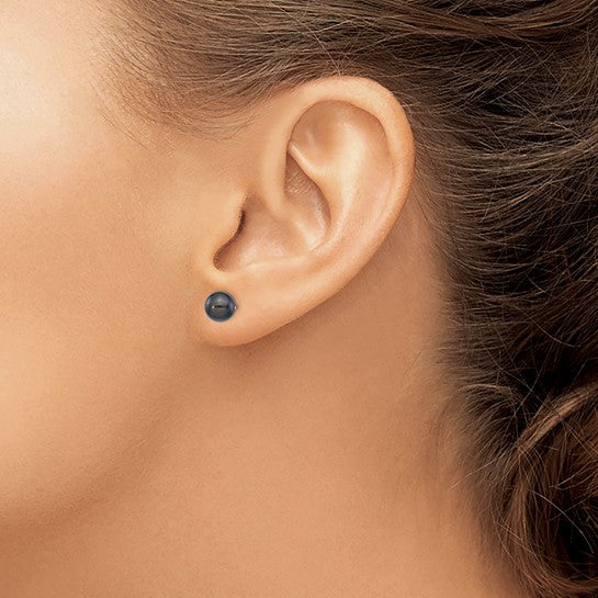14K White Gold Black Akoya Pearl Stud Earrings