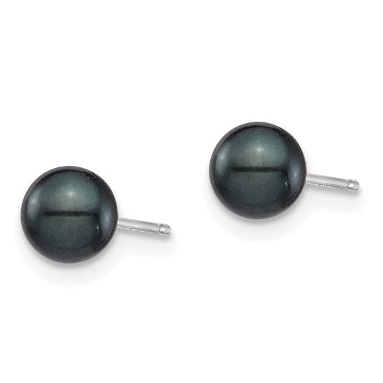 14K White Gold 5-6MM Black Akoya Pearl Earrings