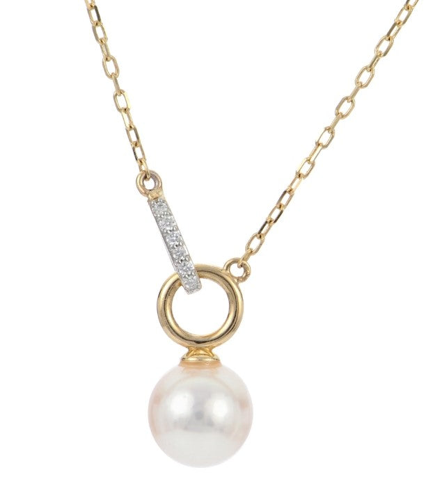 14K Akoya Pearl & Diamond Interlock Necklace