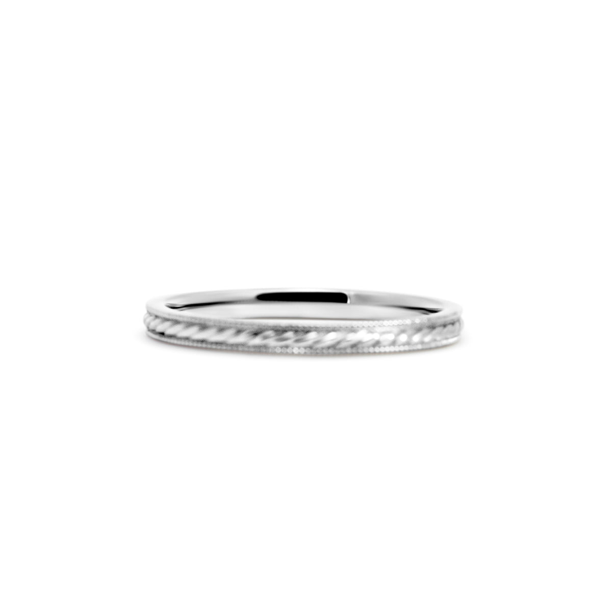 14K White Gold 2MM Swiss Cut Wedding Band