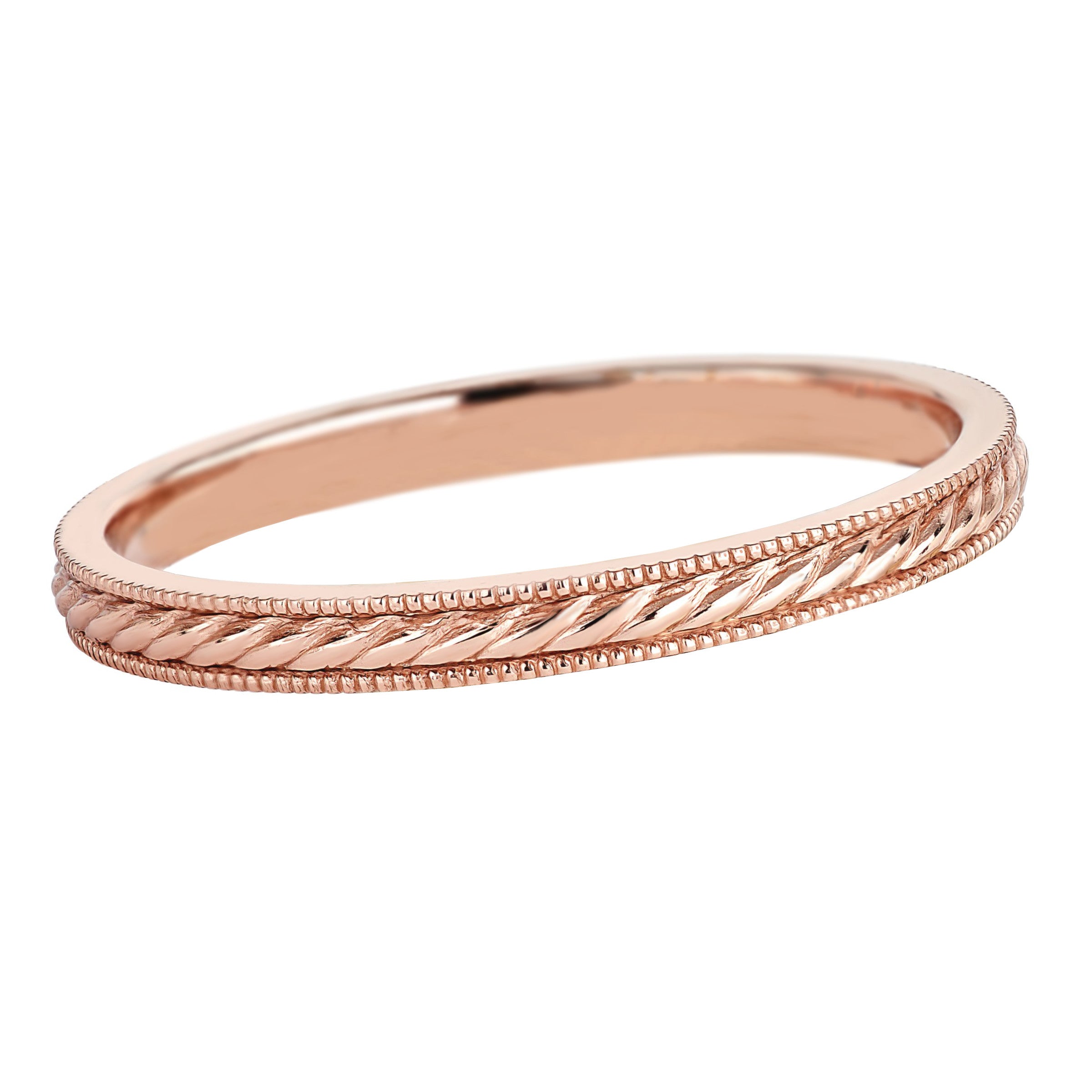 14K Rose Gold Swiss Cut Wedding Band