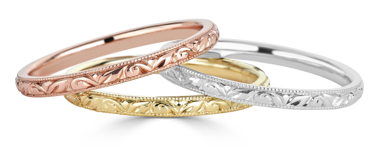 14K White Gold Engraved Wedding Band, 1.75mm | Joe Kassab Jewelers