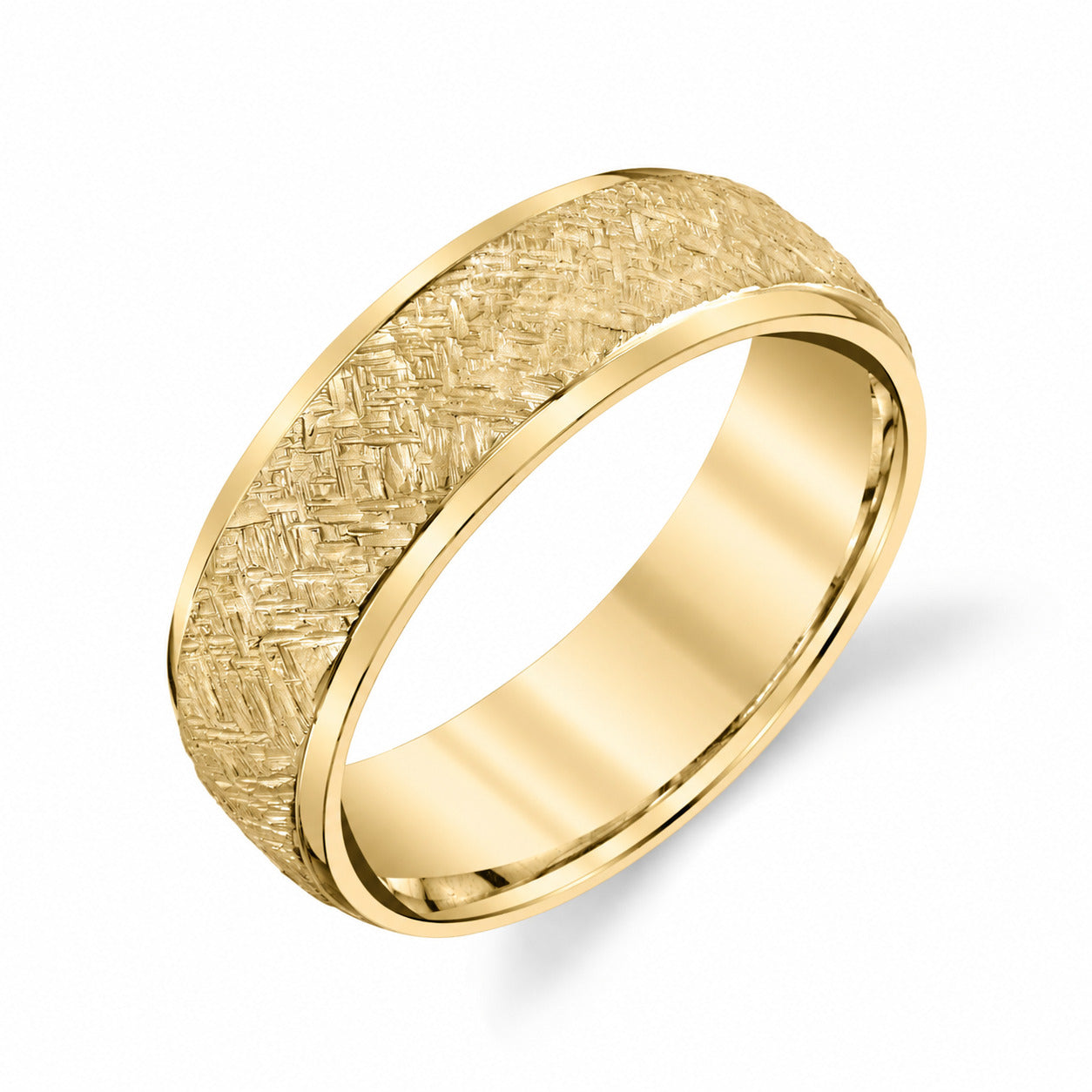 10 Karat Yellow Gold 6mm Florentine Finish Men's Wedding Band