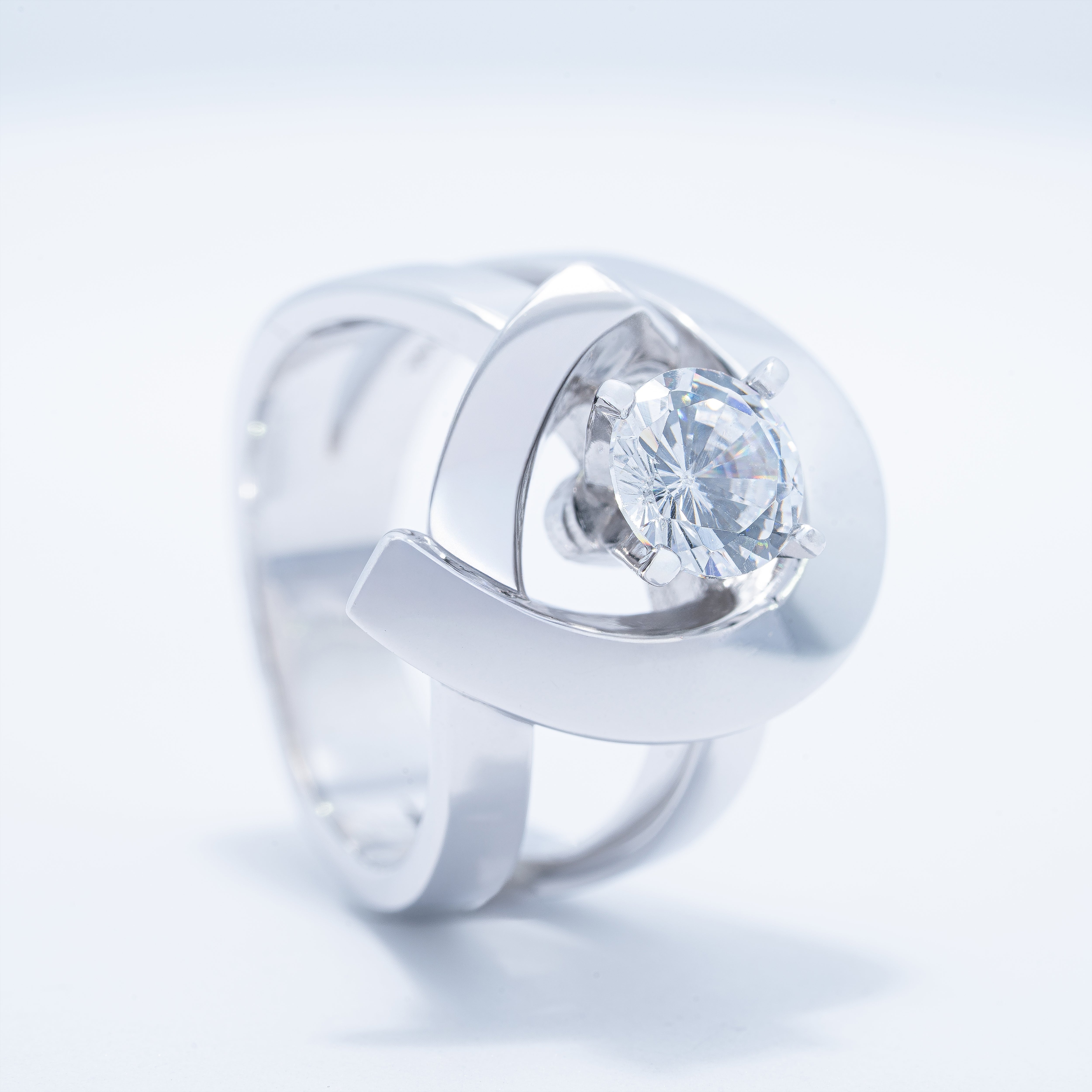 Modern Swirl Solitaire Engagement Ring